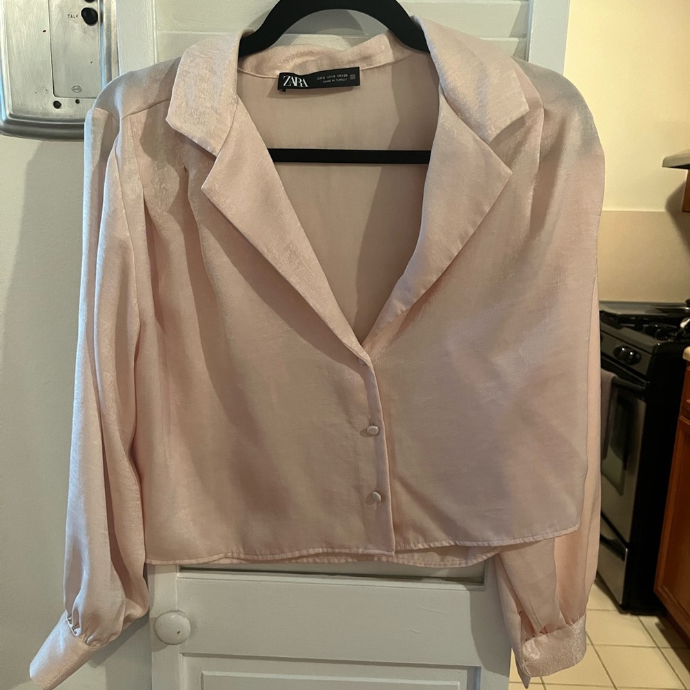 Blush Zara Satin Effect Shirt